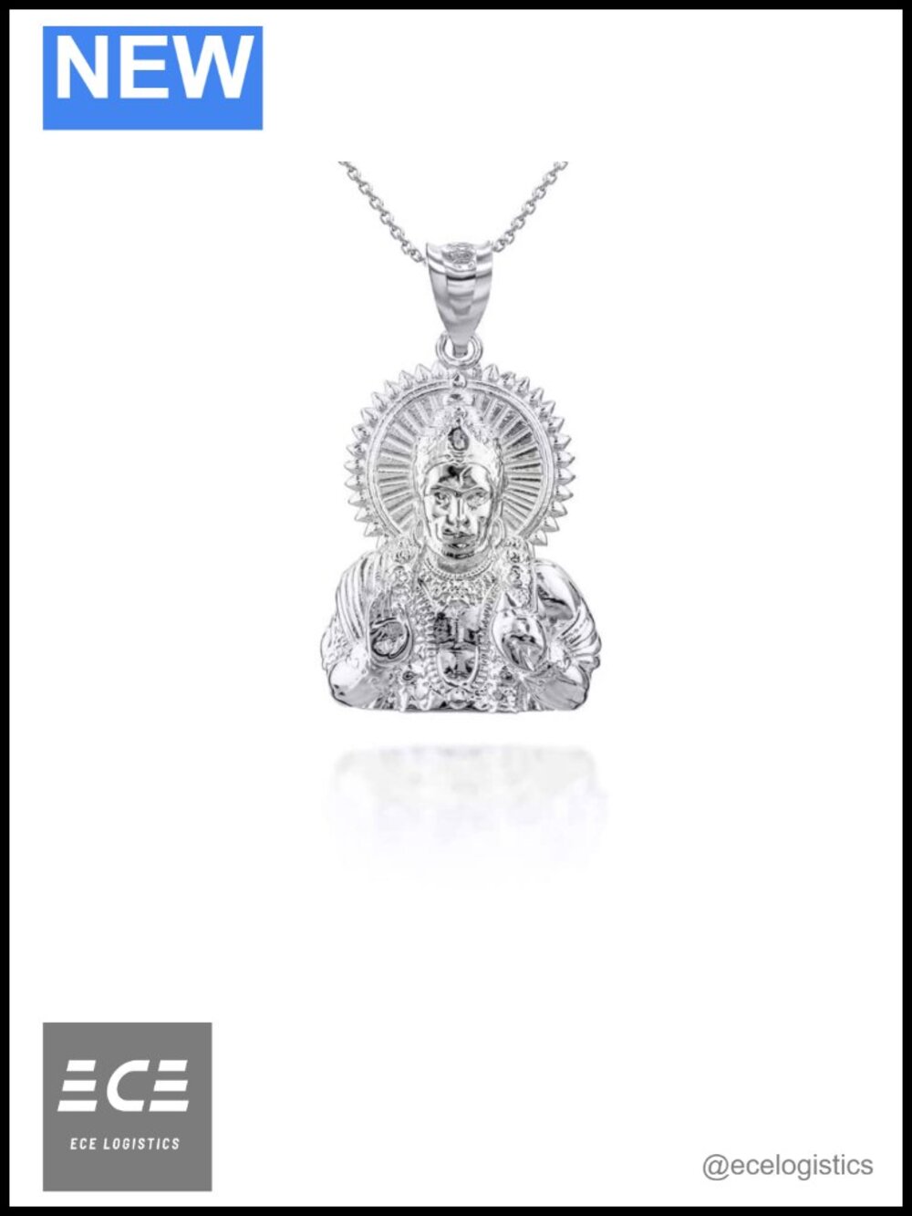 Claddagh Gold 925 Sterling Silver Hanuman Face Pendant Necklace